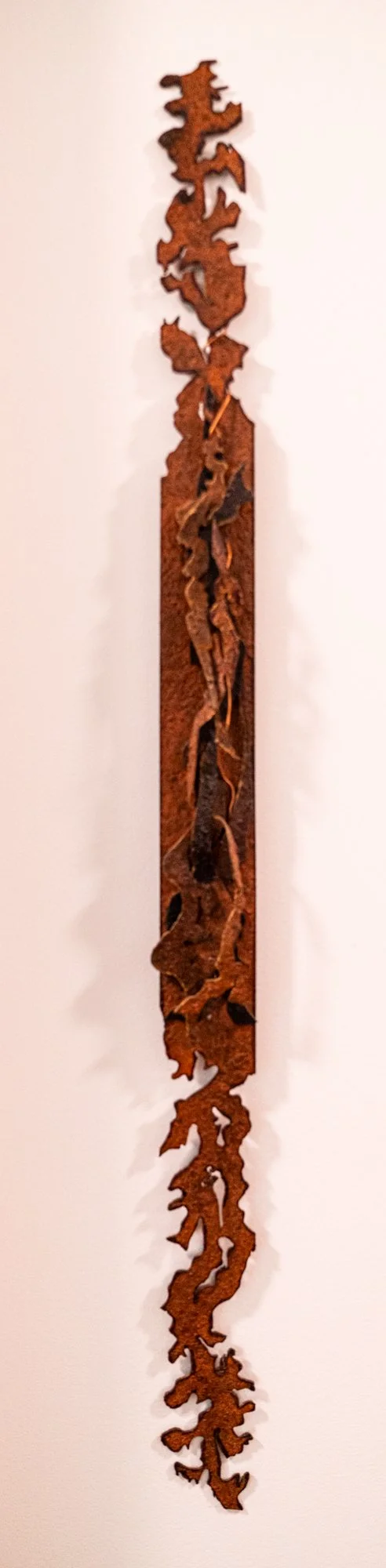 Wall Javelin - Inspired by spears used as a weapon of war or hunting. Plasma cut steel. 42’ x 3’ x 1”. 2020