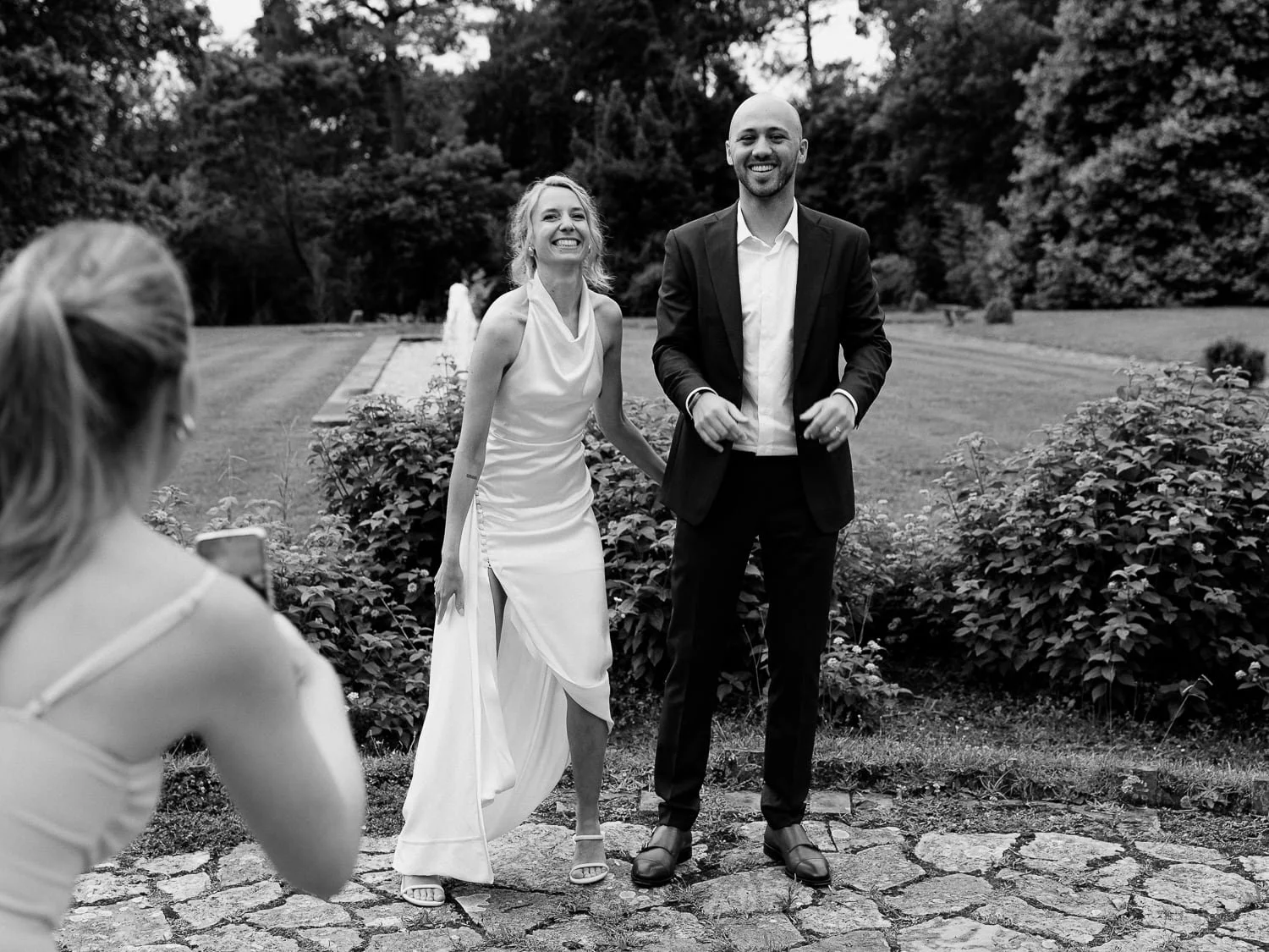 Emotional moment during the wedding ceremony at Chateau du Clair de Lune, Biarritz