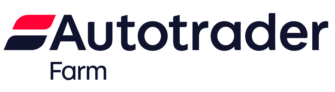 Autotrader Farm logo with stylized red and navy blue lines and text