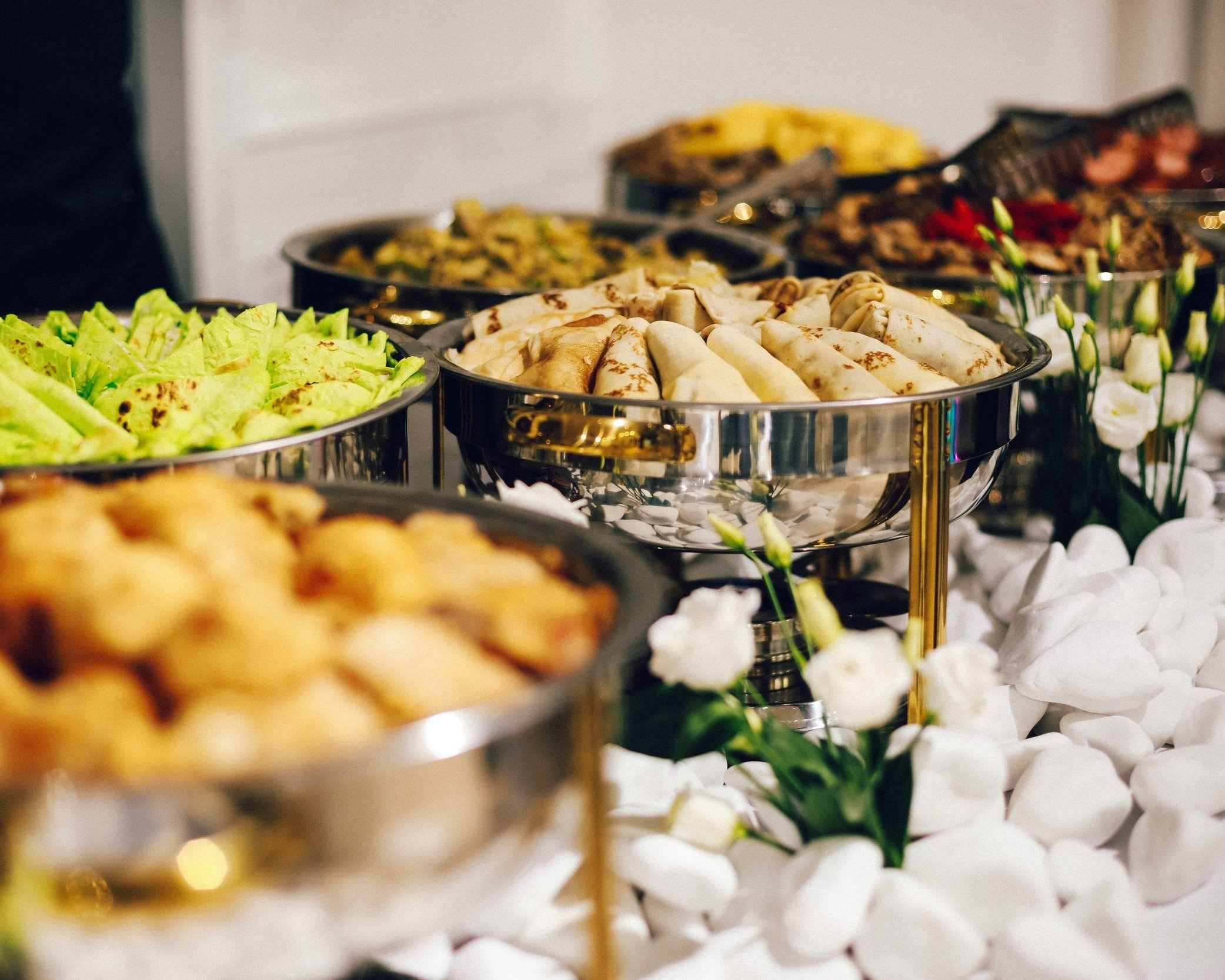 Buffet table with mexican food