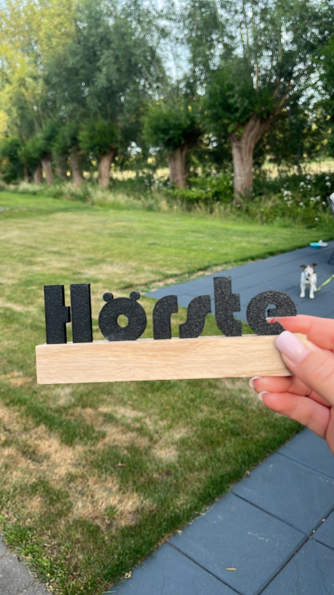 Personalisierter 3D Schriftzug mit Holzsockel