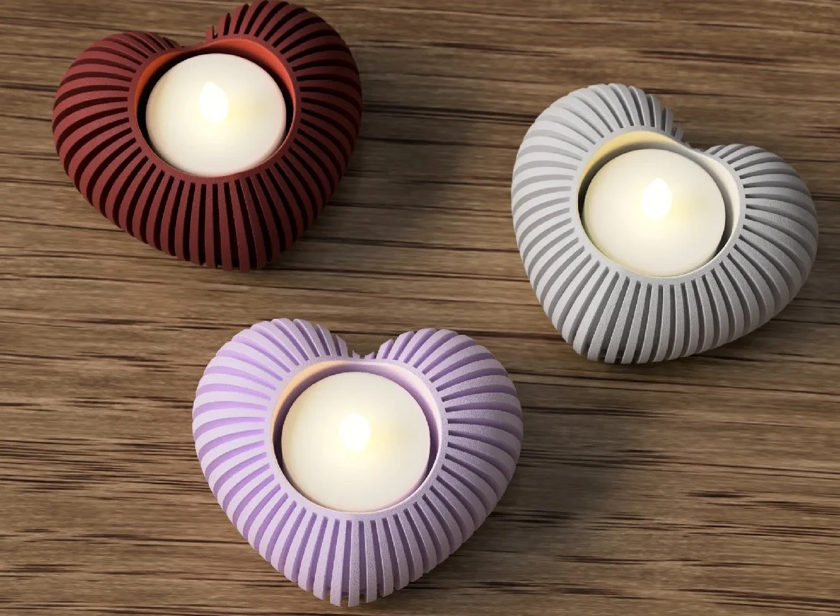 3D Gedrucktes Herz-Teelichthalter mit LED