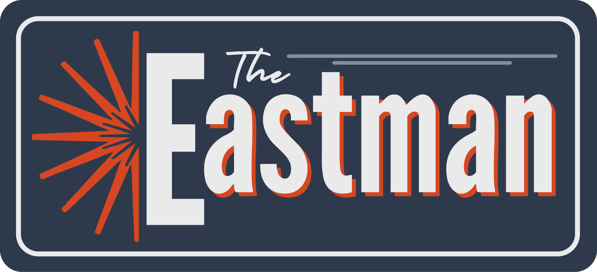 An original logo with the text 'The Eastman' and a starburst graphic on a dark background.