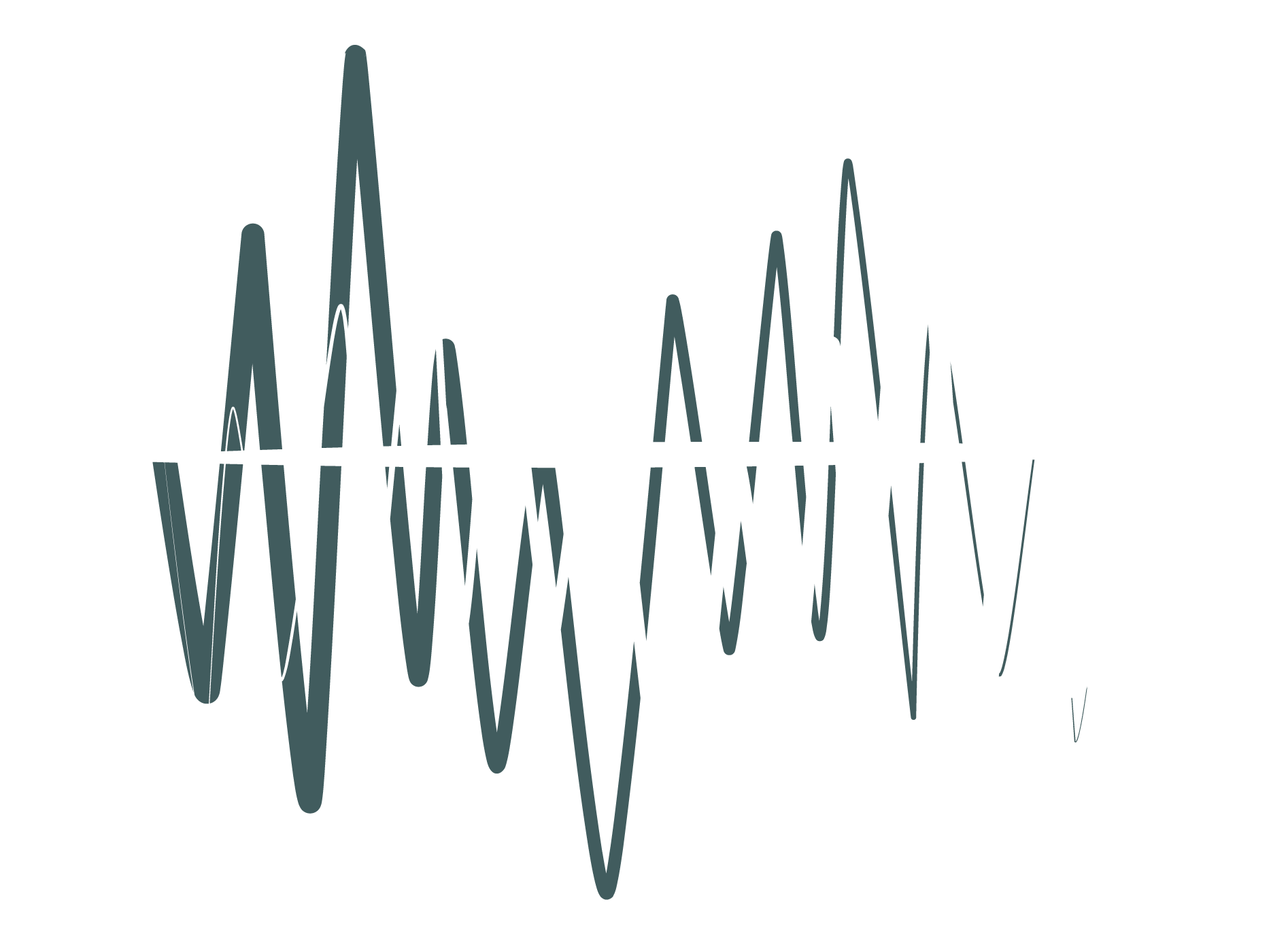 A series of multicolored undulating lines forming a waveform on a black background.