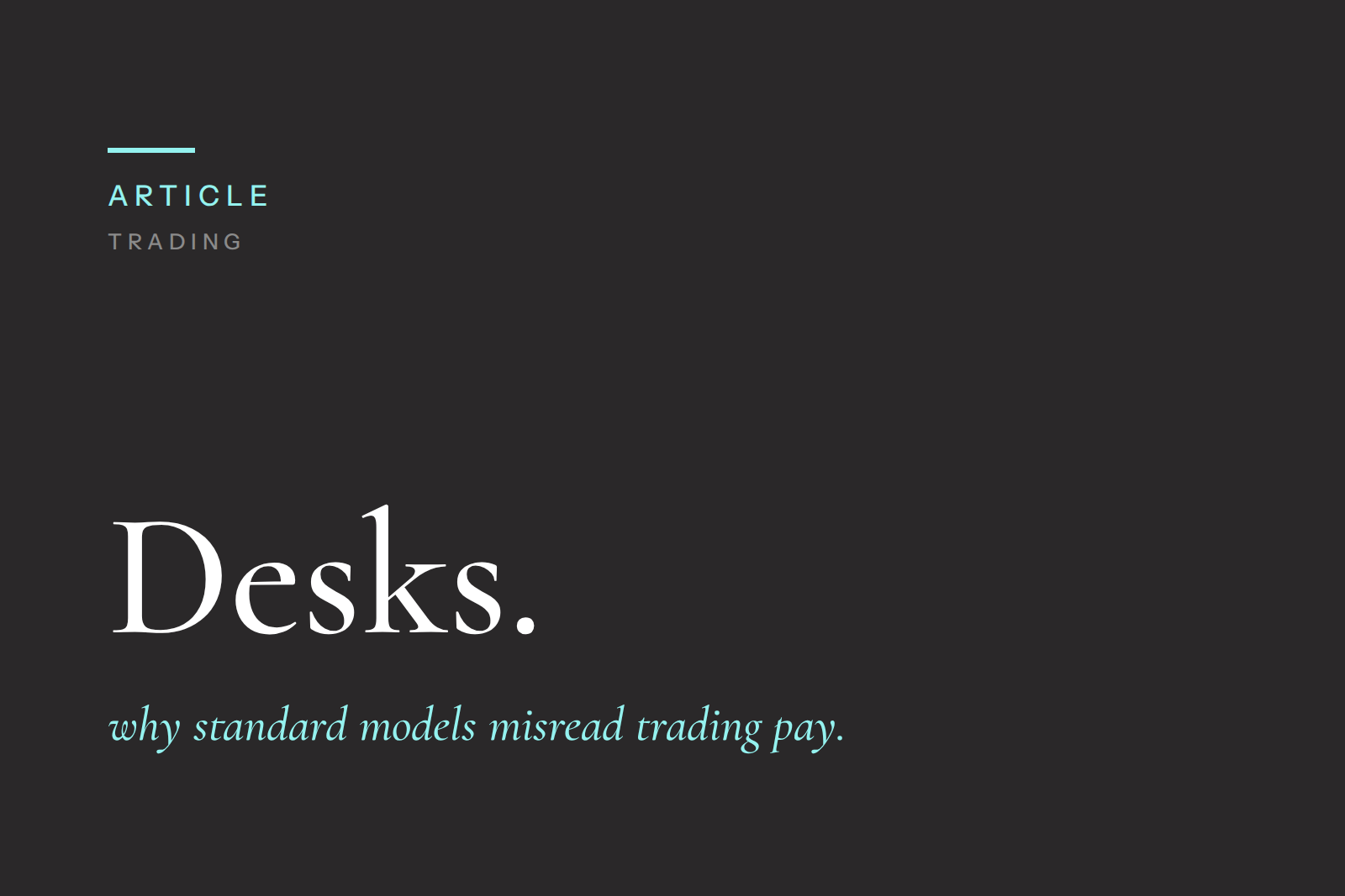 Mortgages for Traders and Structurers: Why Standard Income Models Often Fail