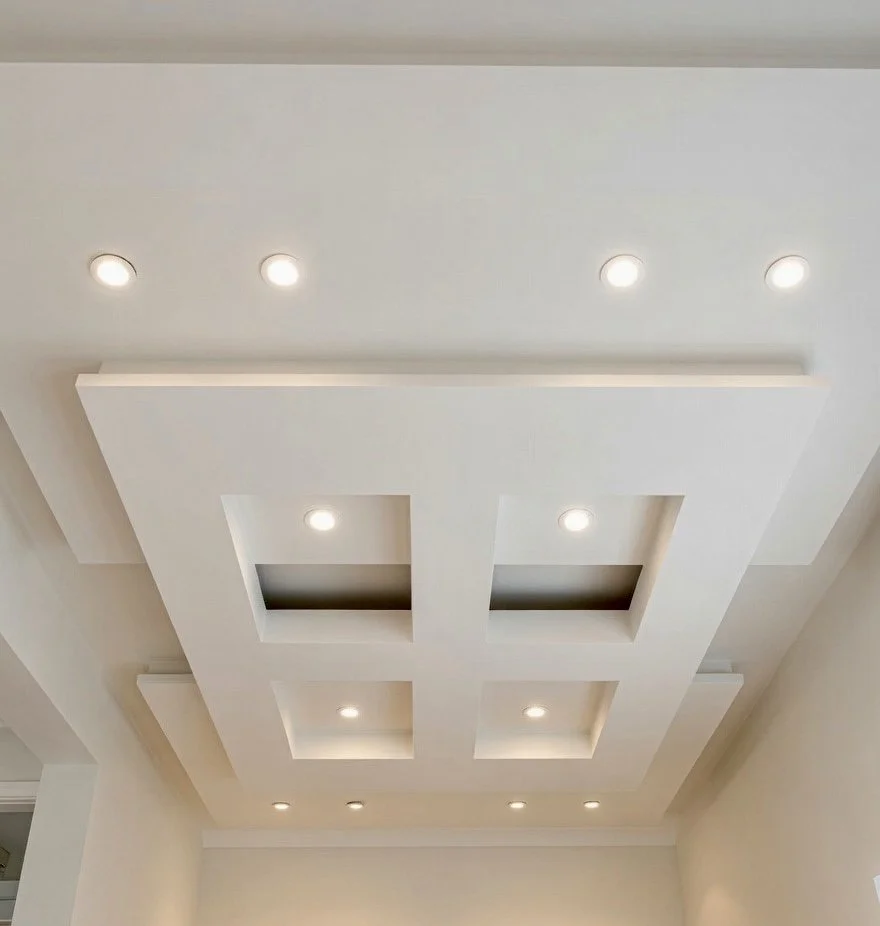 very complicated modern ceiling design. perfect alignment and geometry. this design was later added on to a 14 foot height ceiling living room. the end result was amazing