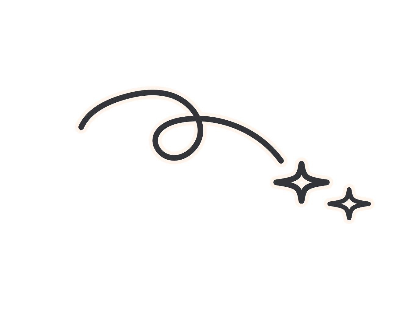 Neon outline of a magic wand with sparkles.