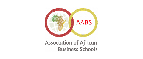 Logo of the Association of African Business Schools featuring a stylized globe, a red circle with 'AABS' in black, and text below