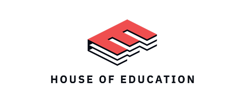 Logo of a red and black 3D letter E with the text 'House of Education' below.