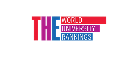 Graphic displaying 'The World University Rankings' with colorful blocks and text in red, pink, purple, and blue.
