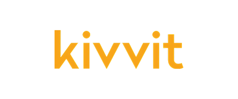 The word 'kivvit' in bold orange letters on a black background.