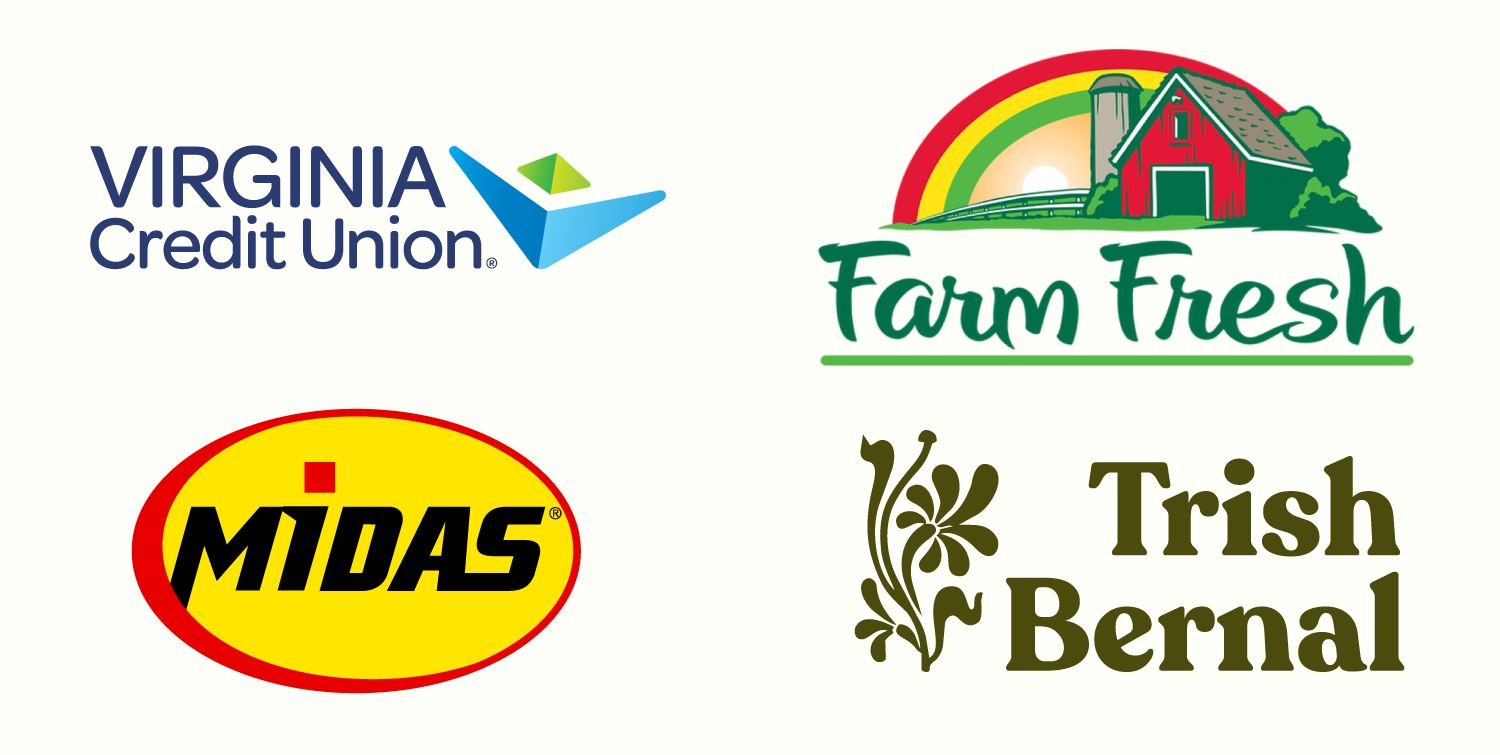 logos for sponsors Virginia Credit Union, Farm Fresh, Midas, and Trish Bernal