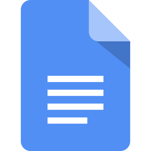 Icon of a blue document with a folded corner and white lines representing text.