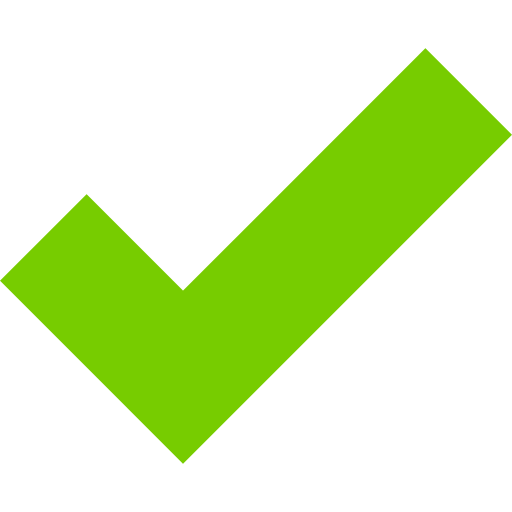 Green check mark icon on black background.