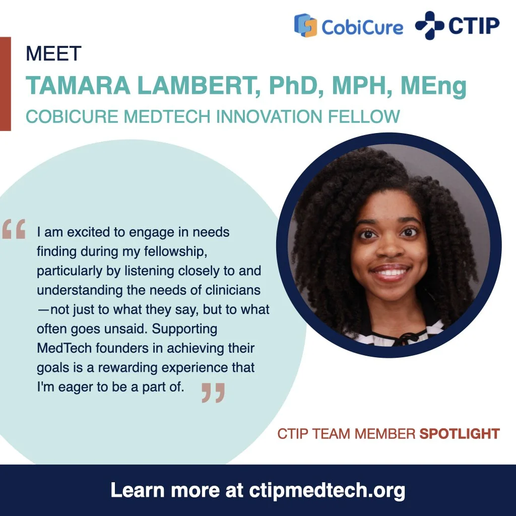 CTIP Selects Tamara Lambert as First CobiCure MedTech Innovation Fellow