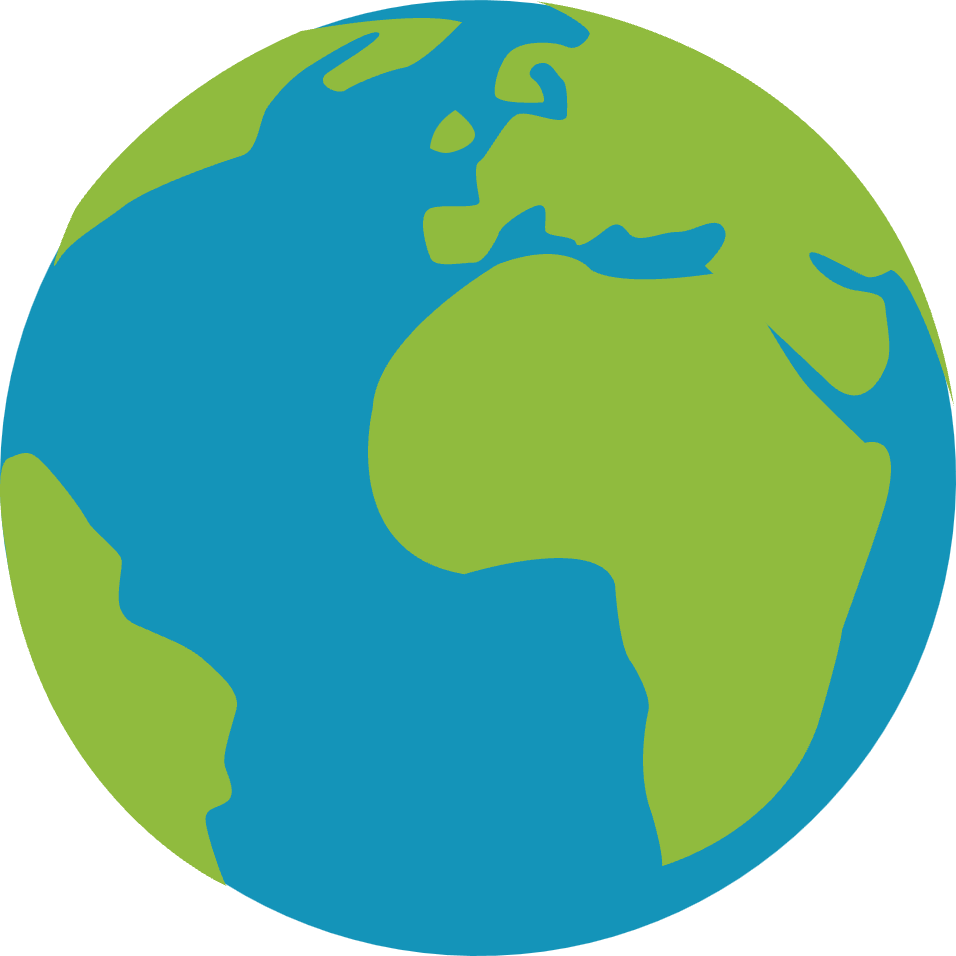 Illustration of the Earth showing Africa, Europe, and the Middle East in green, with oceans in blue.
