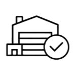 Outline of a house with a shield and checkmark indicating home security or protection