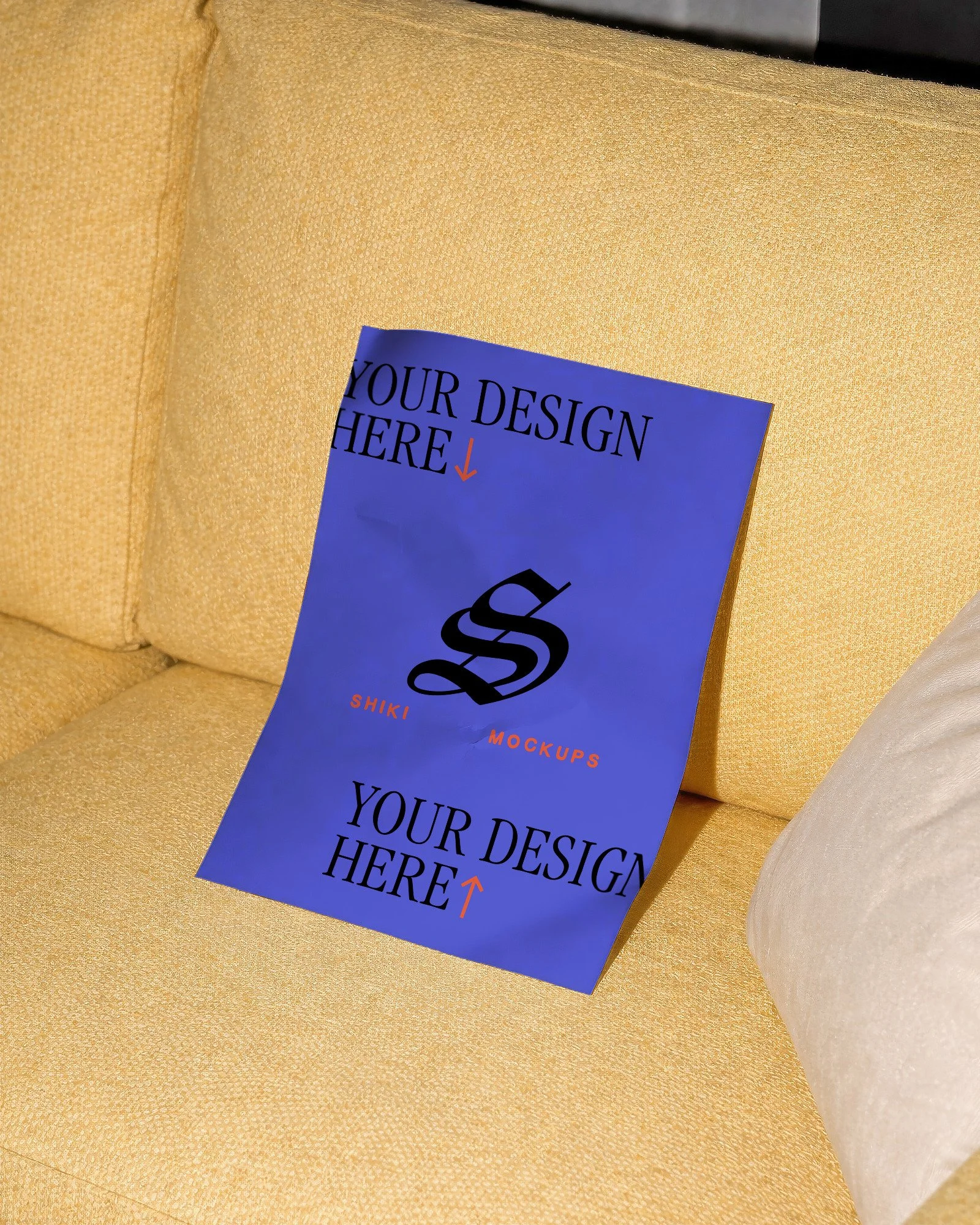 Crinkled Poster DIN A on Sofa