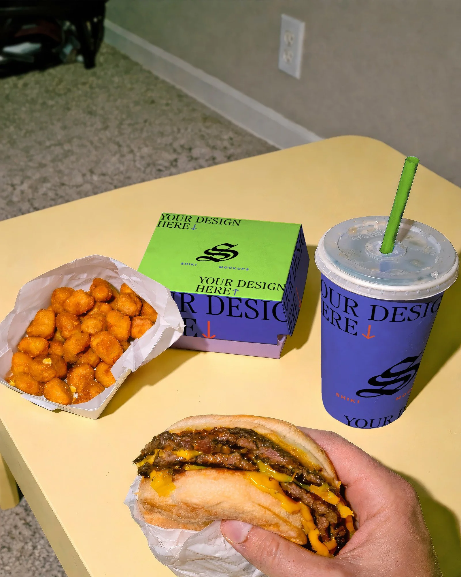 Messy Burger & Cup Packaging