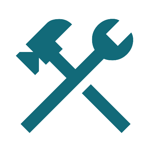Symbol eines Schraubenschlüssels und eines Schraubenziehers kreuzen sich.