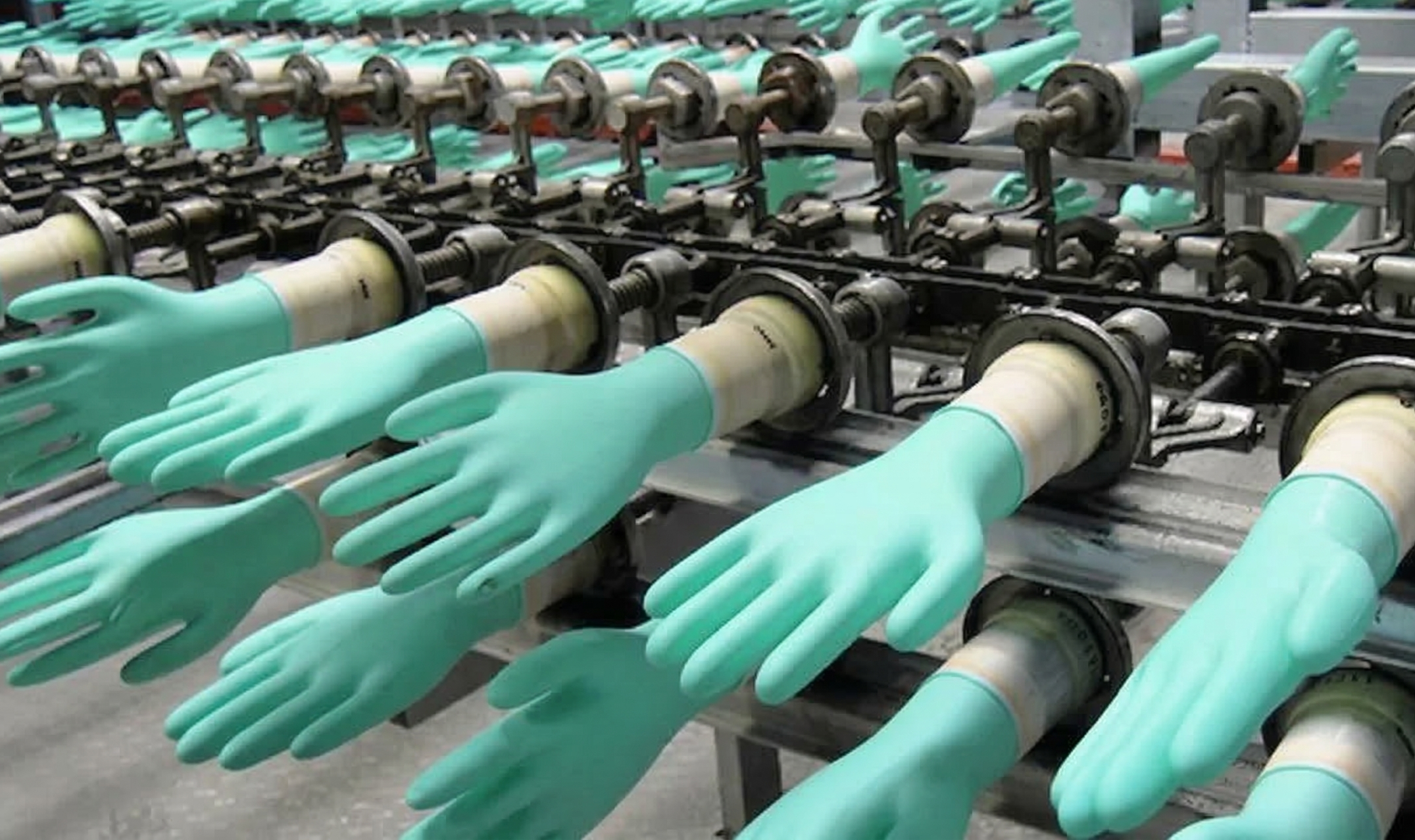 Green Nitrile Gloves In Factory