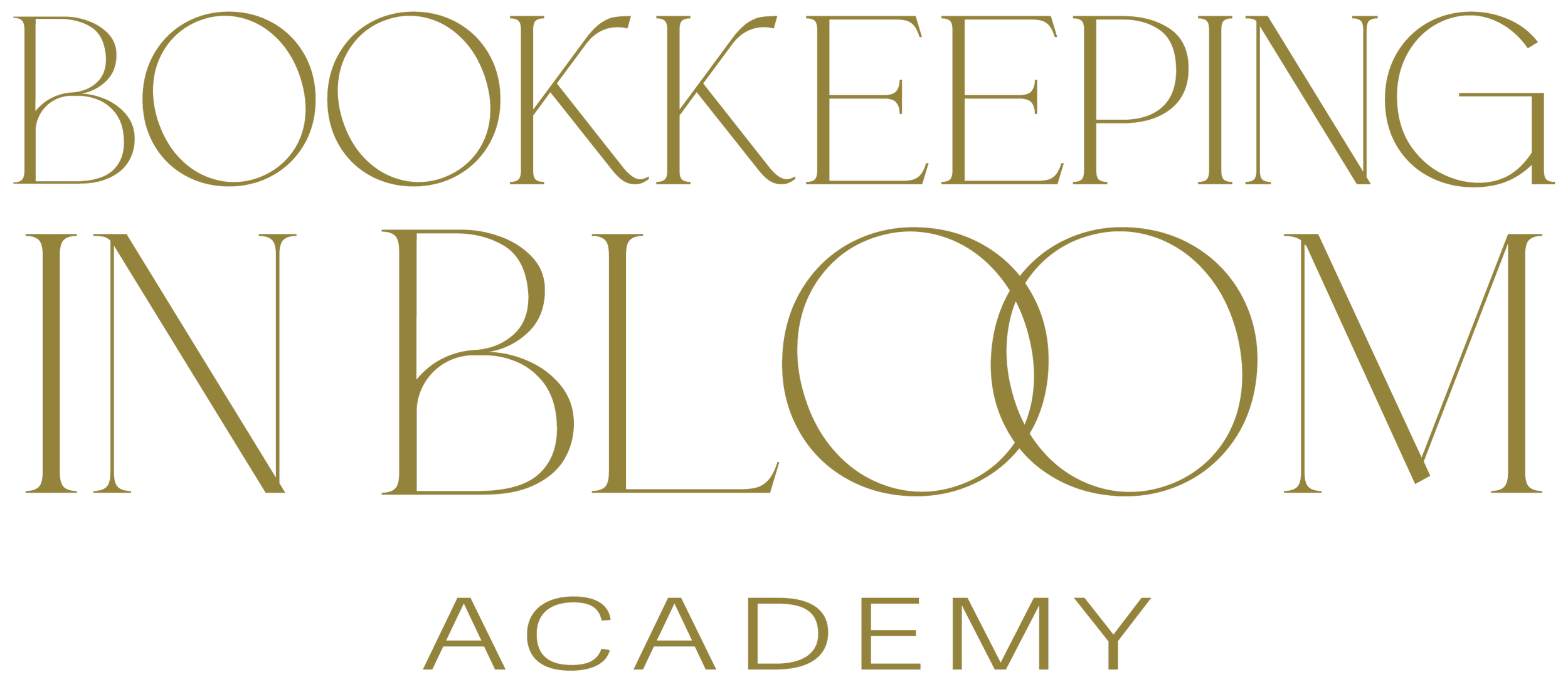 Text reading 'Bookkeeping in Bloom Academy' in gold on a black background.