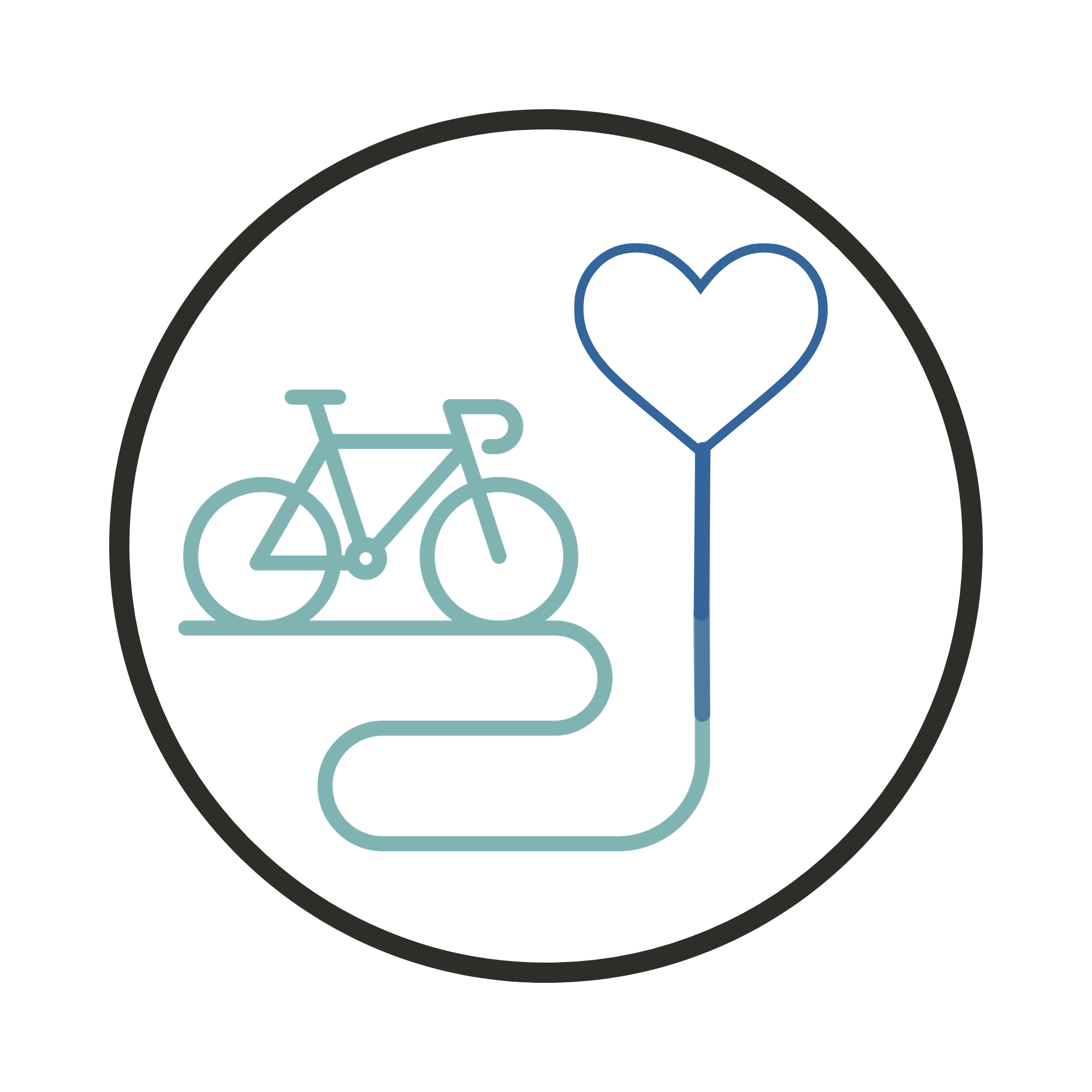 Picto avec un vélo et un coeur illustrant la sérénité