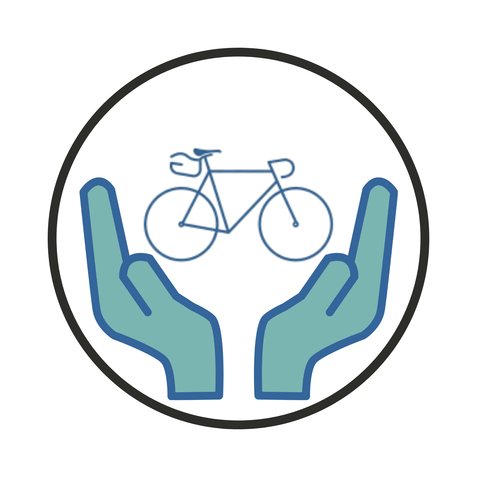 Picto avec 2 mains et un vélo