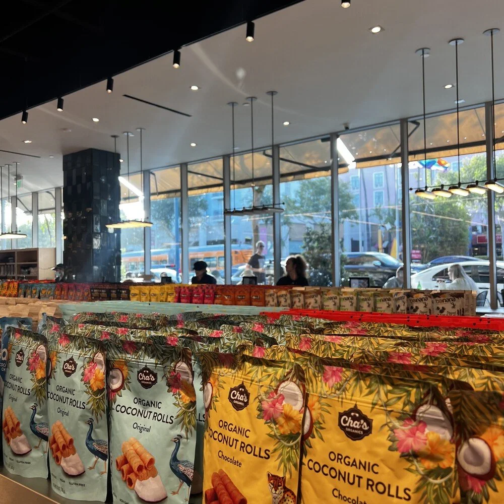 A sunbathed Erewhon grocery store