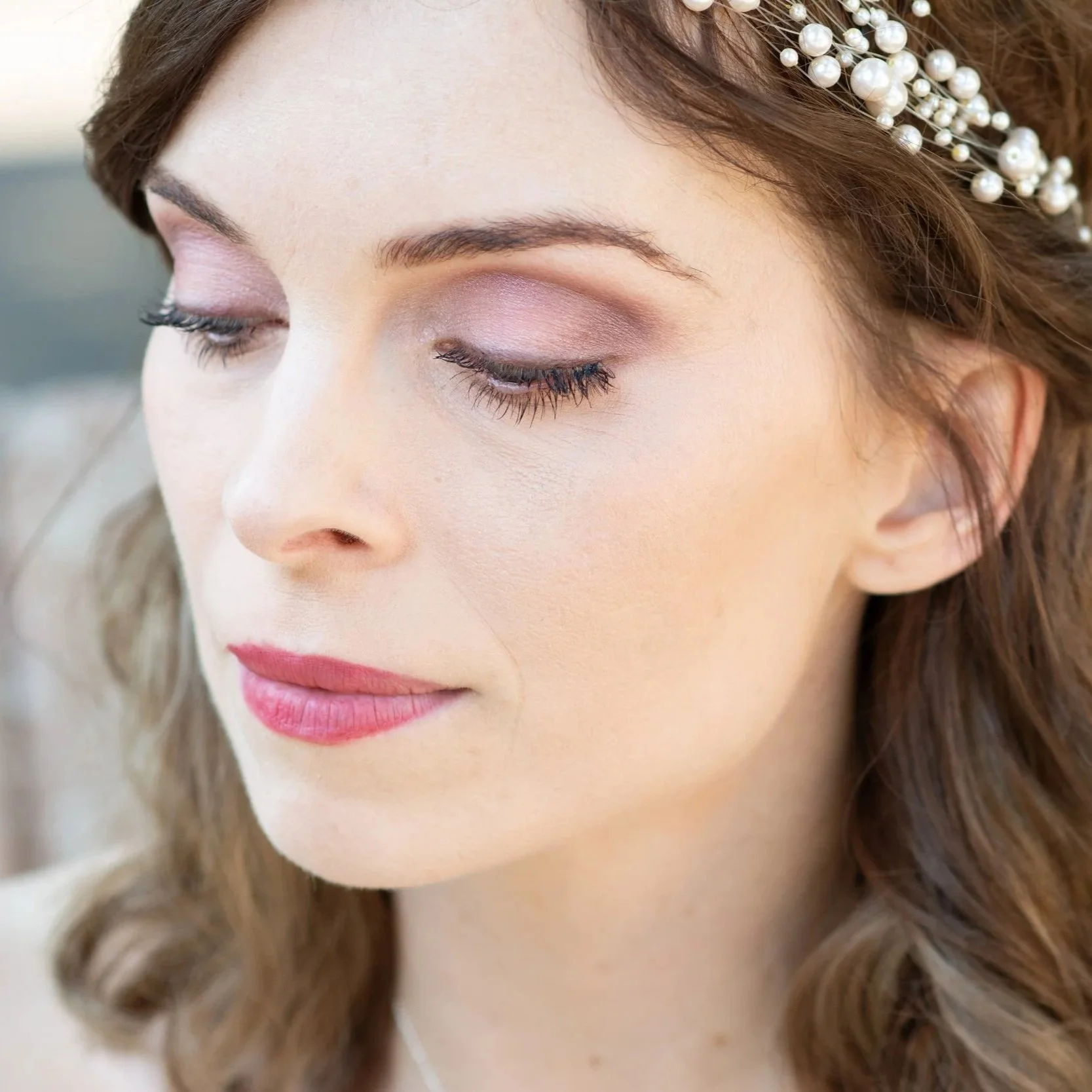 Seattle wedding photographer elegant bridal close-up natural makeup Tacoma wedding photographer soft light