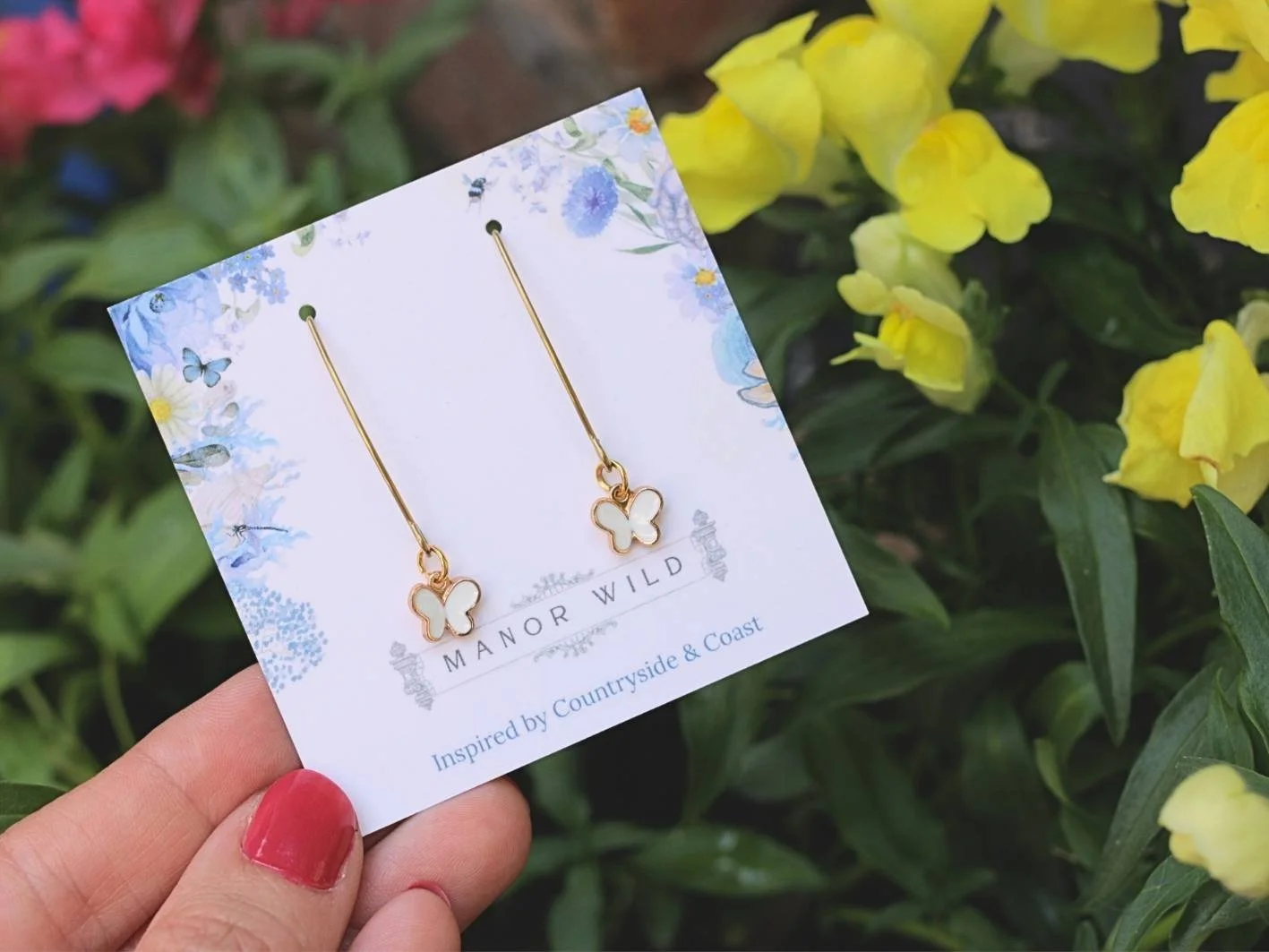 Enamel Butterfly Drop Earring
