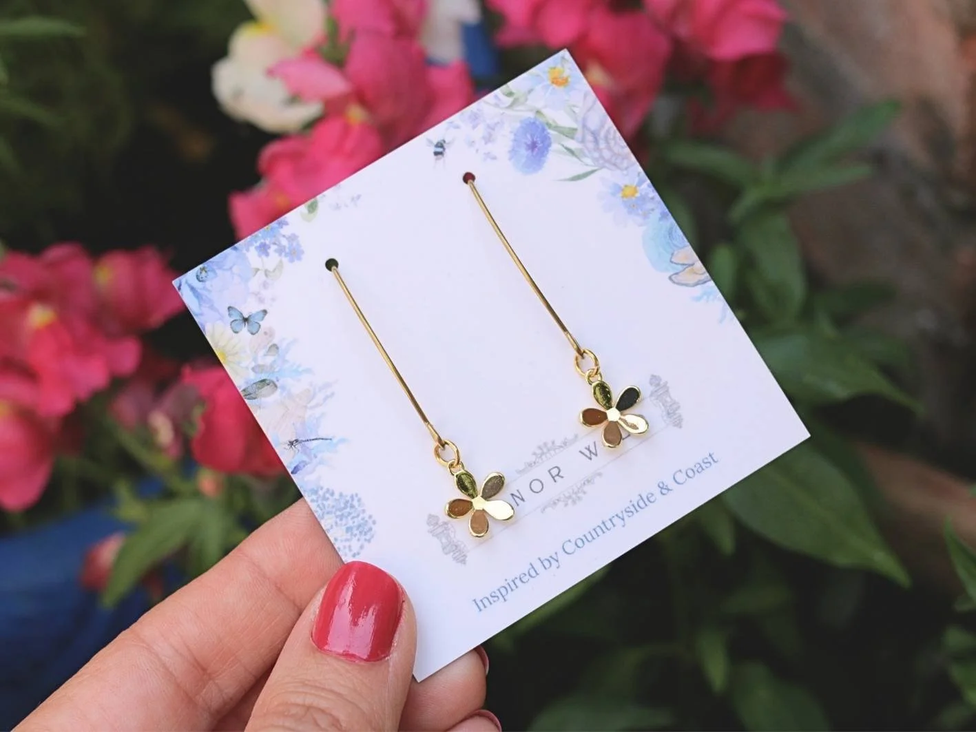 Dainty Flower Drop Earrings