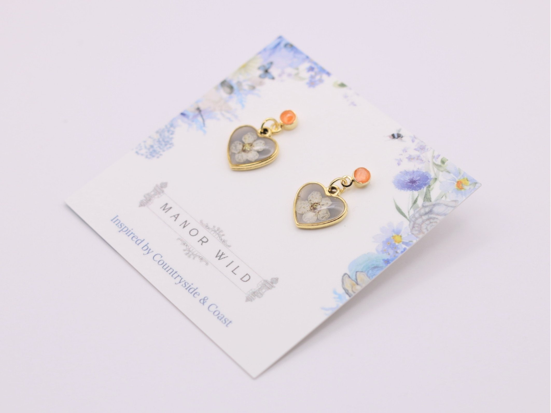 Elegant Grey Heart Drop Earrings