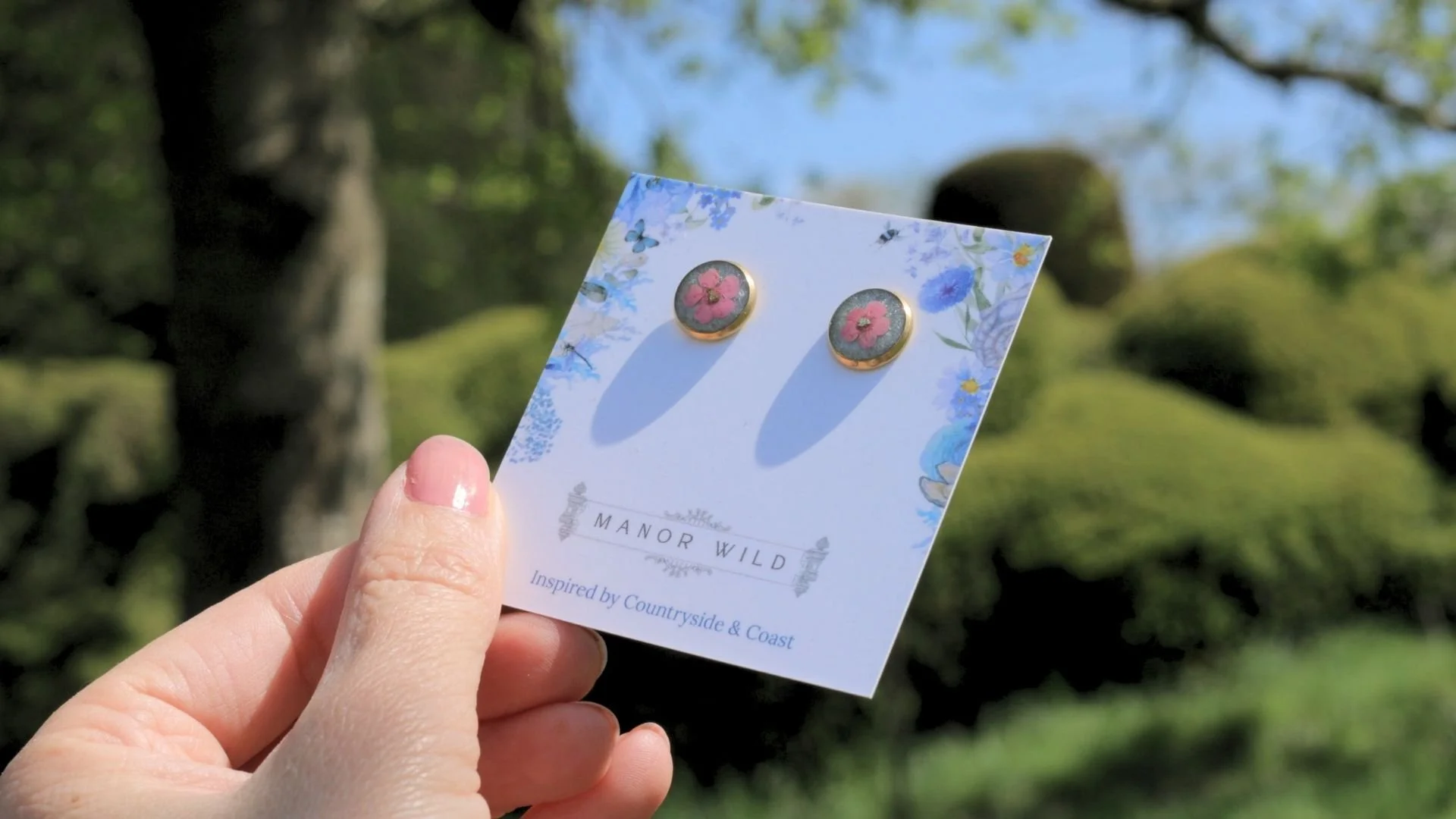 Pink Wildflower Stud Earrings
