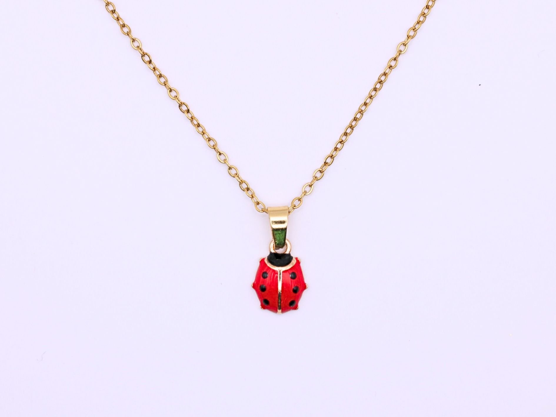 Enamel Ladybird Pendant Necklace
