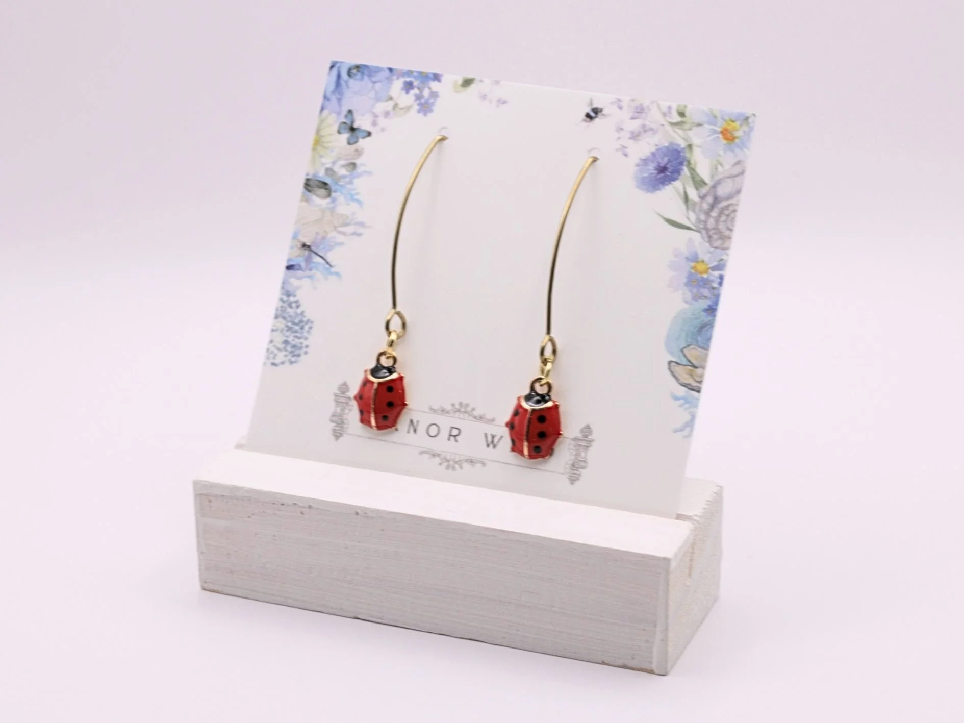Enamel Ladybird Drop Earrings