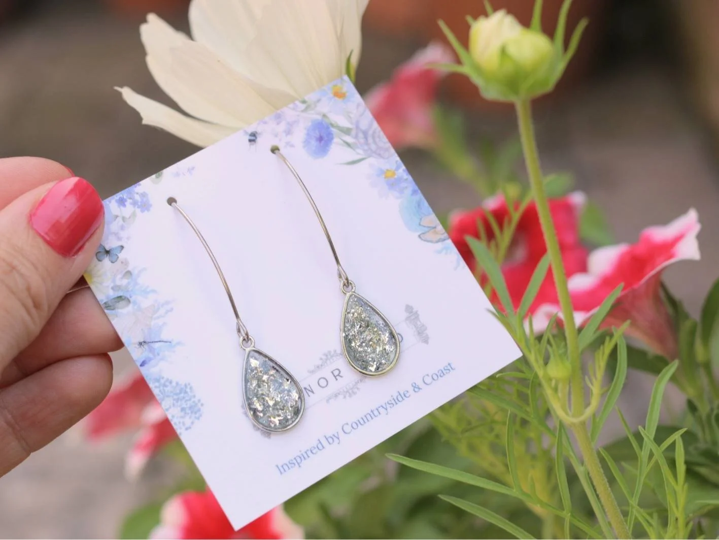 Silver Starlight Teardrop Earrings