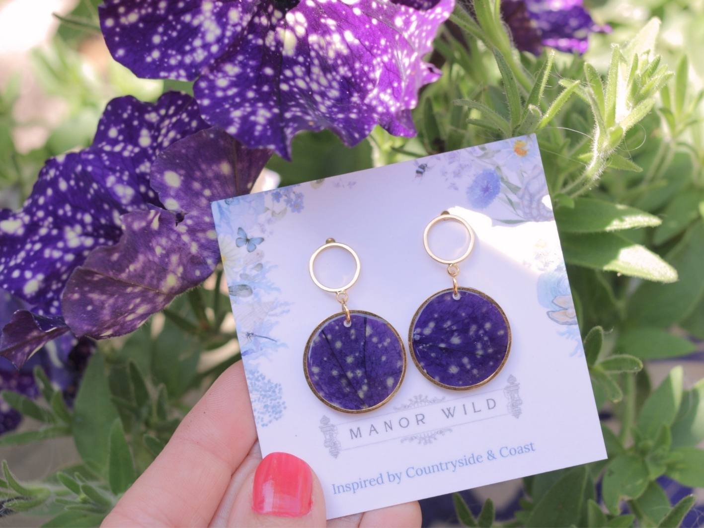 Starry Night Petunia Disc Earrings