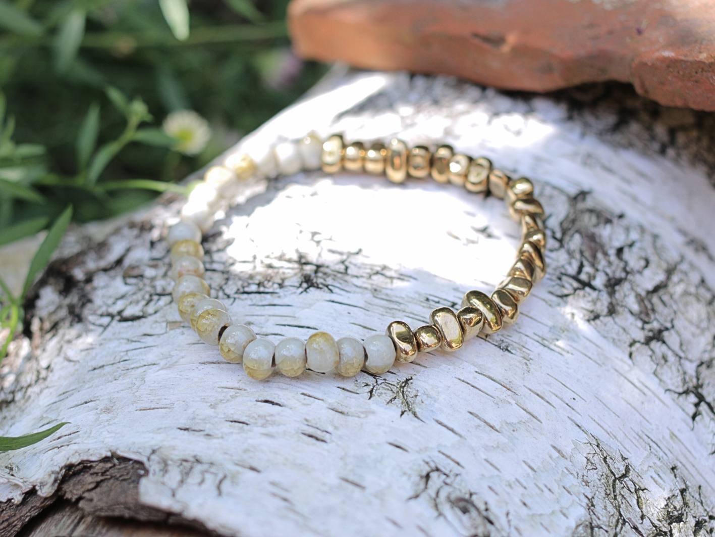 Golden Tide Ceramic & Hematite Bracelet