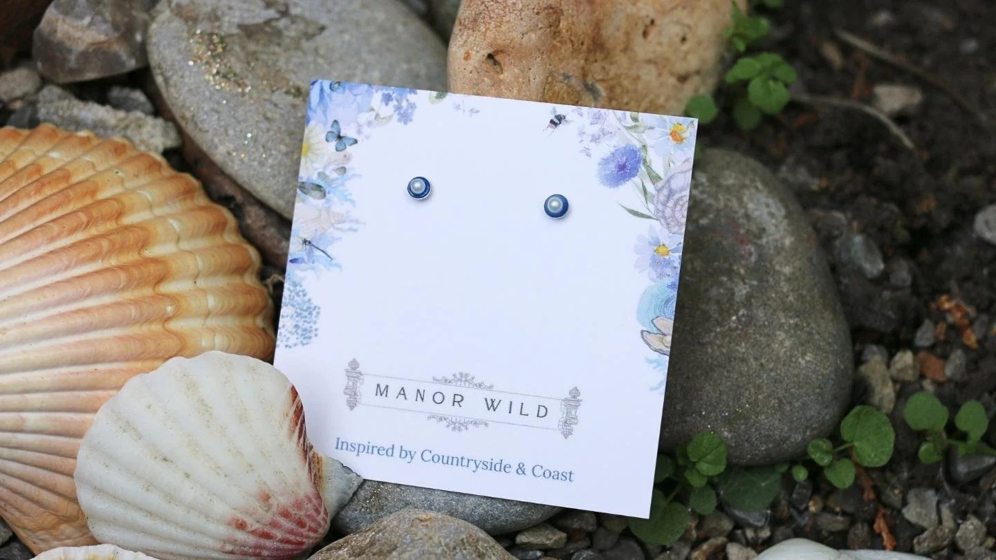 Blue Pearl Stud Earrings