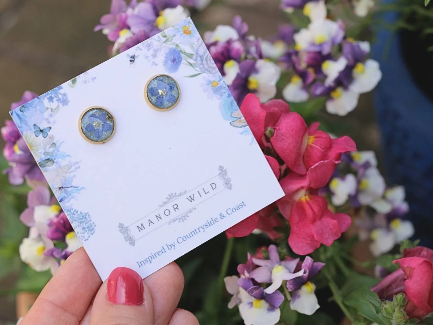 Blue Wildflower Stud Earrings