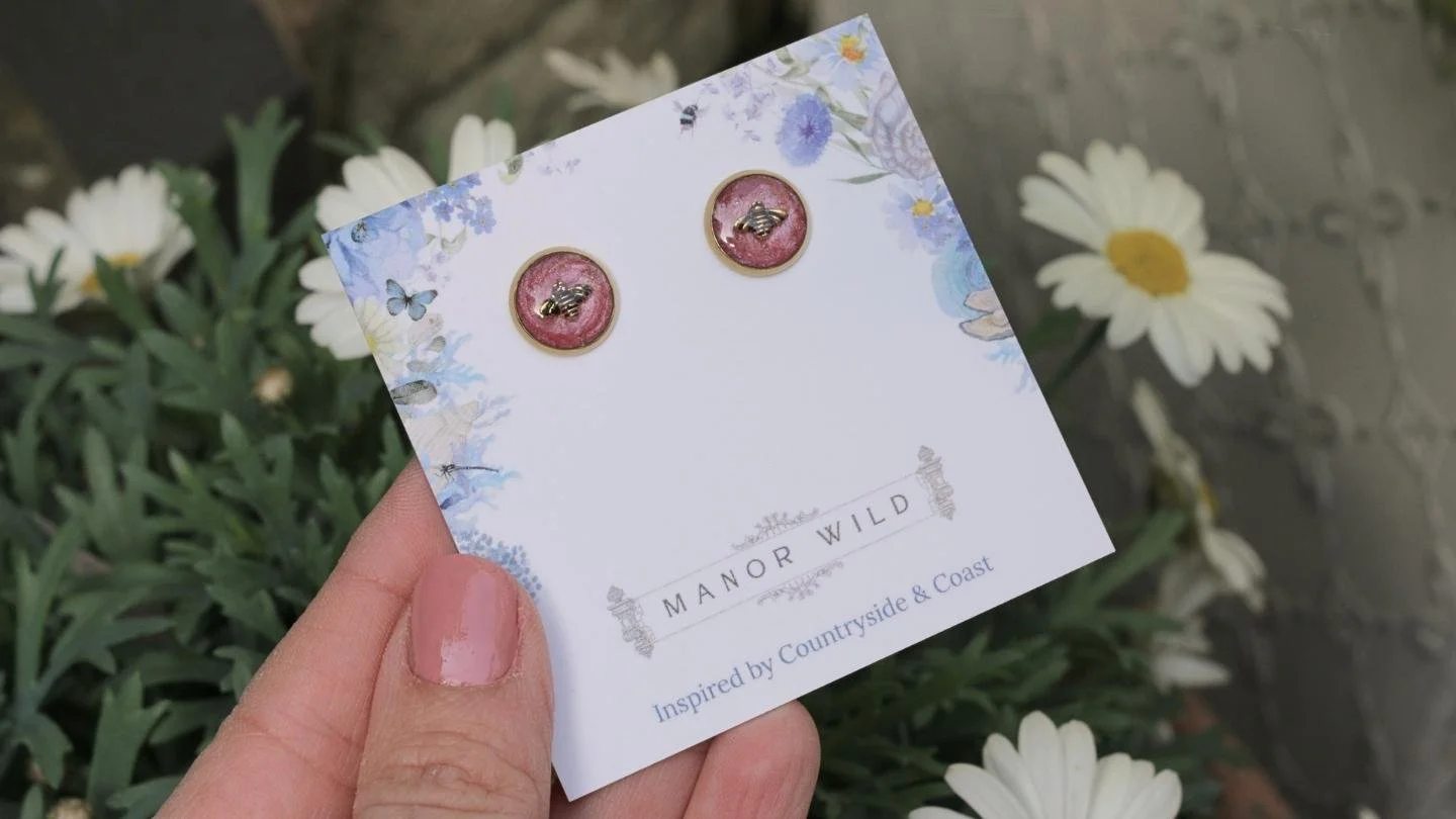 Pink Bee Shimmer Stud Earrings