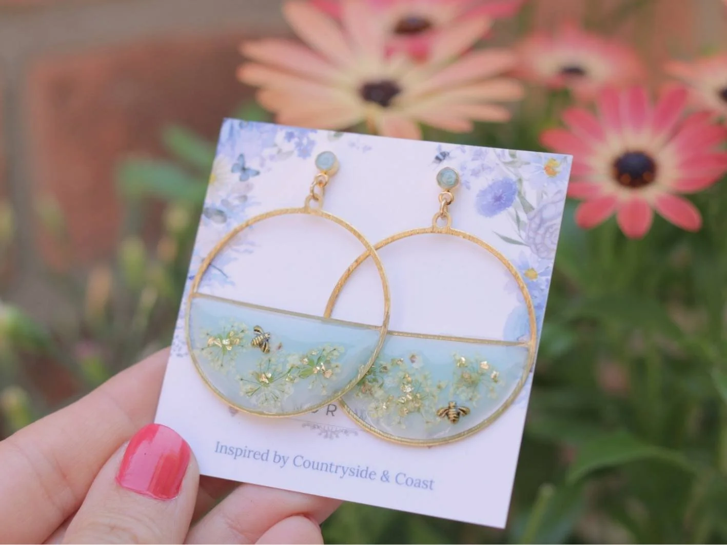 Meadow Bee Hoop Earrings