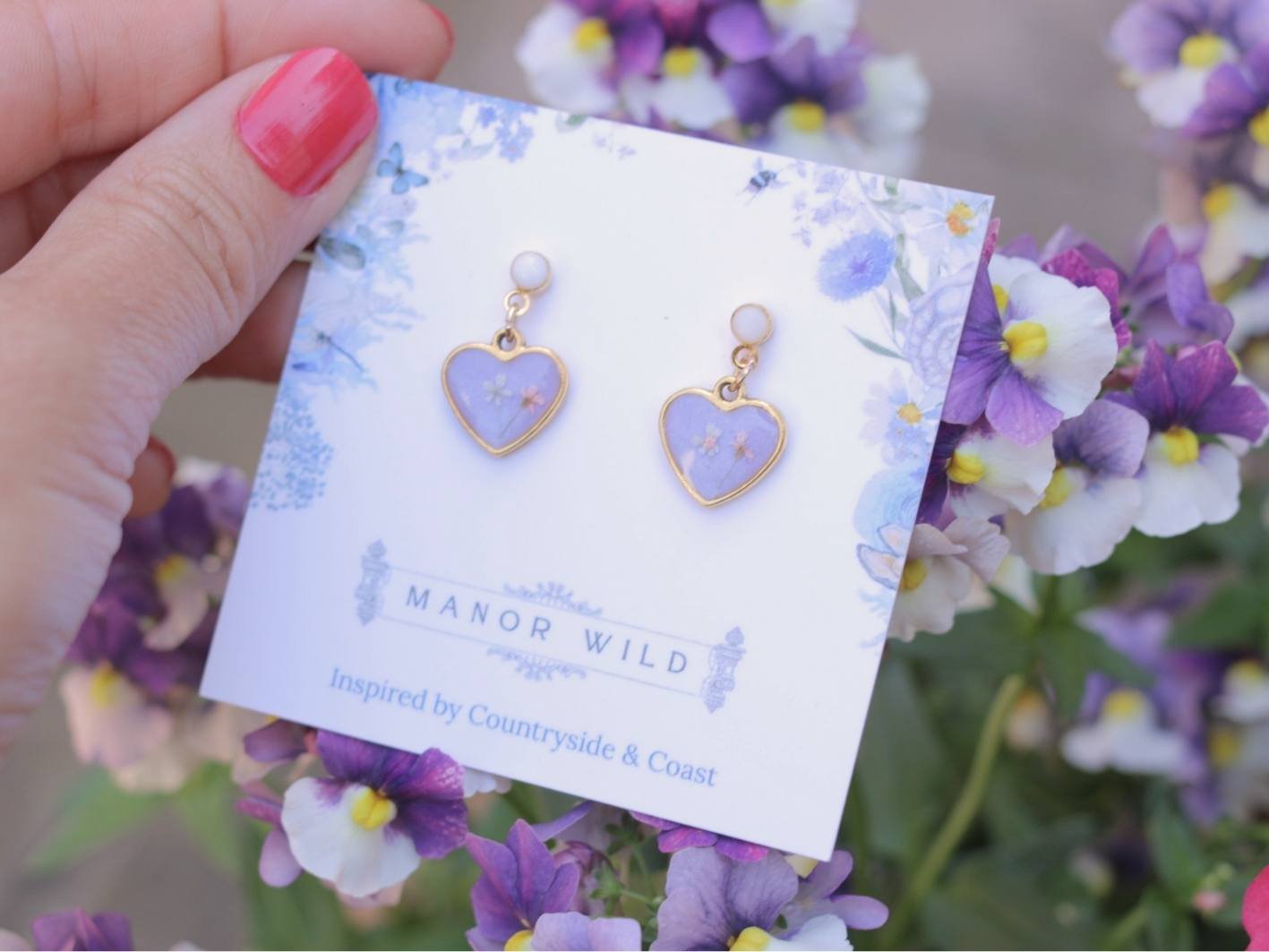 Lavender Heart Earrings