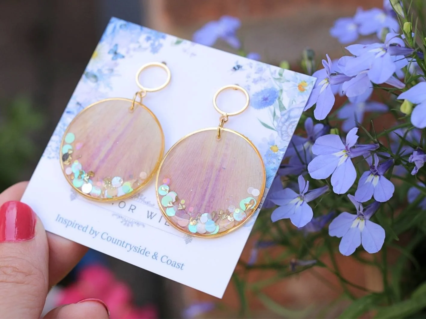 Blush Clematis Petal Large Hoop Earrings