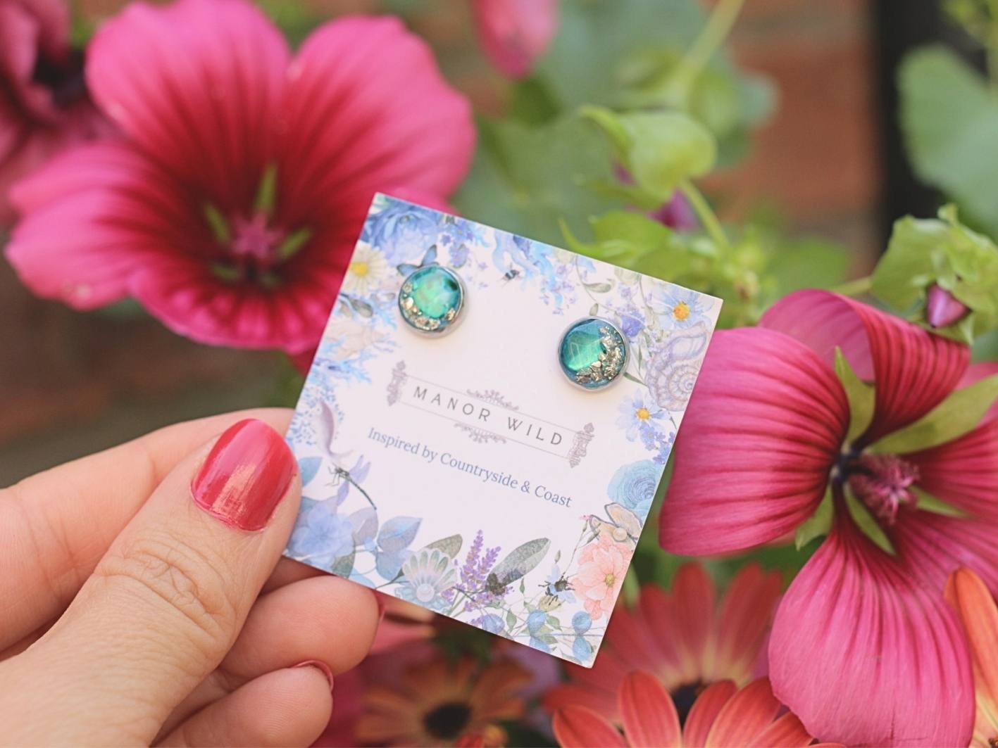 Ocean Glimmer Stud Earrings