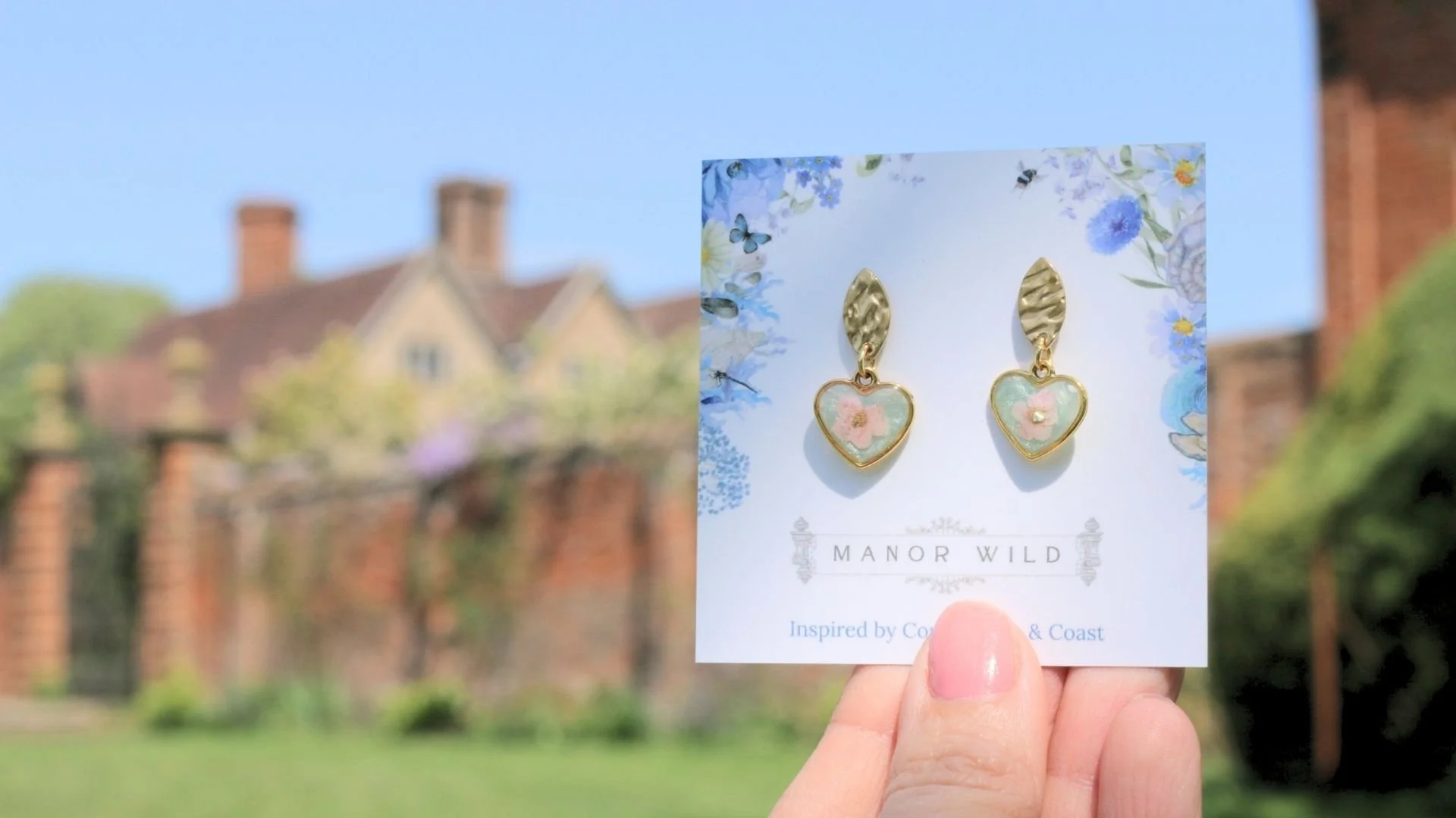 Blush Wildflower Heart Drop Earrings