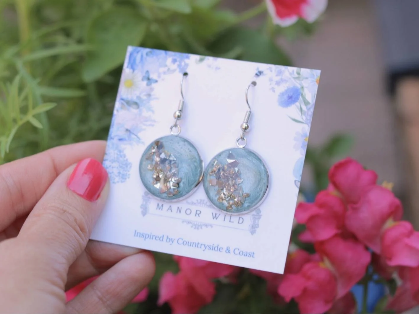 Sea Mist Pyrite Earrings