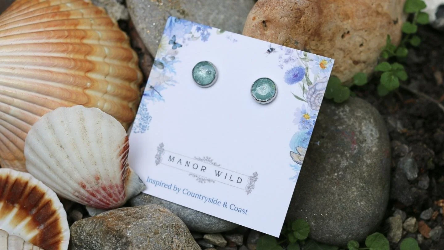 Aqua Shimmer Stud Earrings