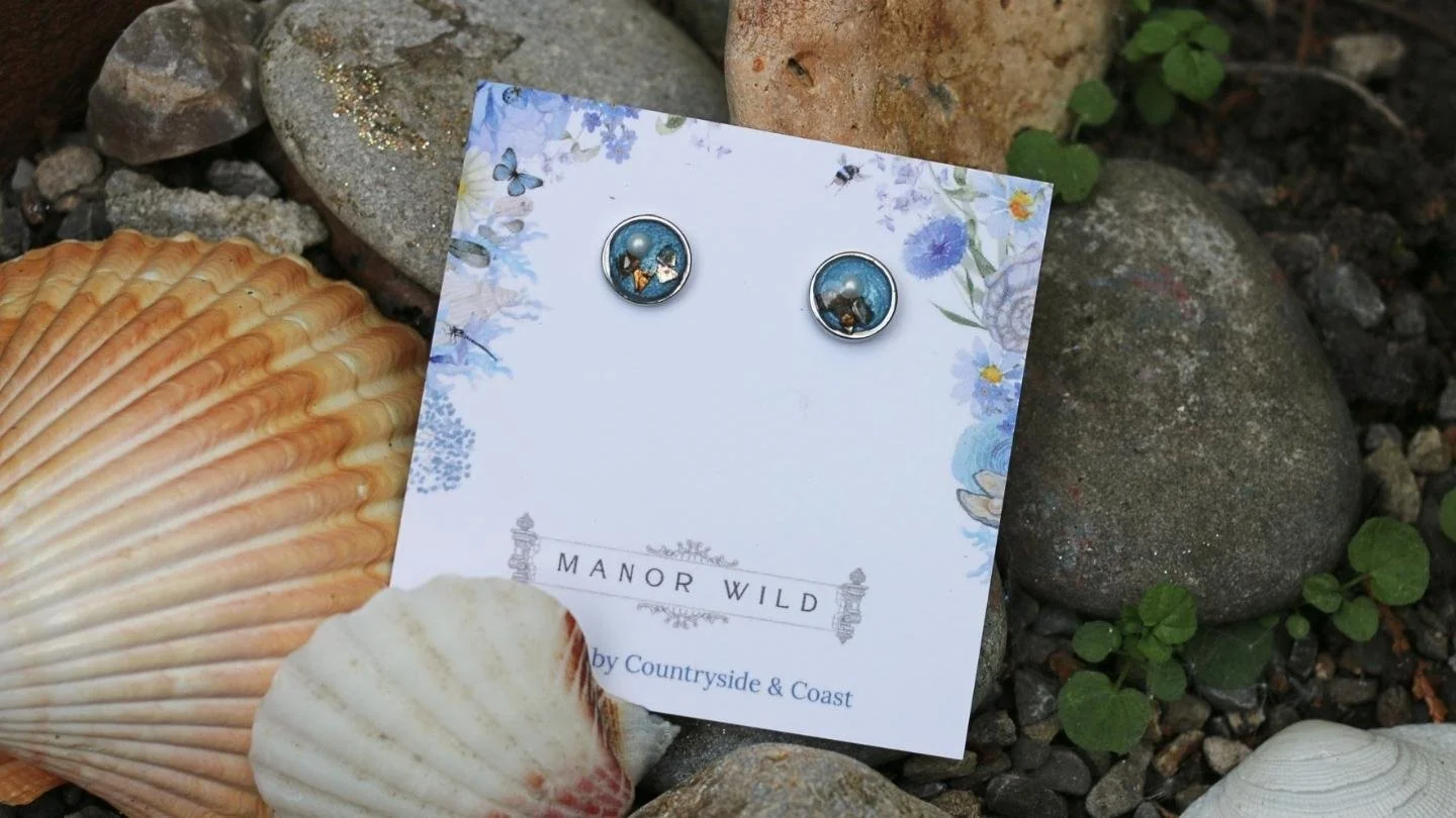 Blue Shimmer Stud Earrings